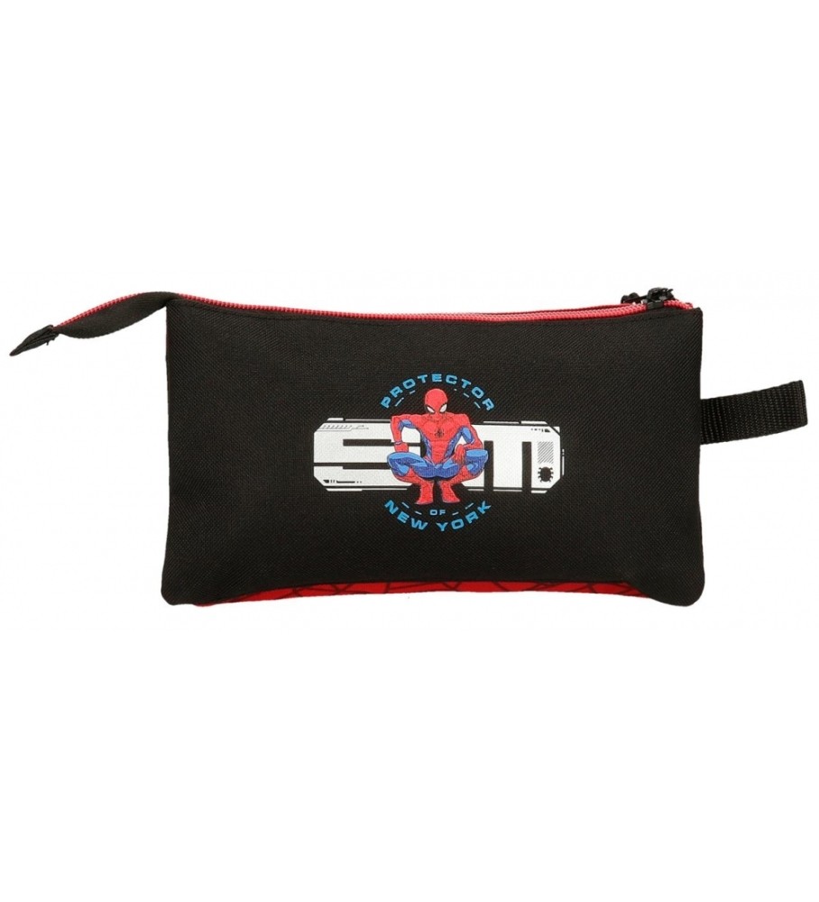 Estojo protetor para lápis do Homem-Aranha da Disney com três compartimentos, vermelho - 22x12x5cm -