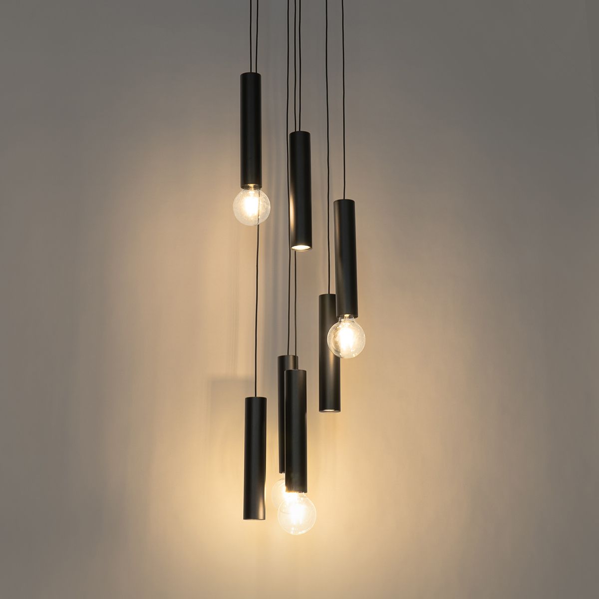 Design hanglamp zwart rond 7-lichts - Tuba