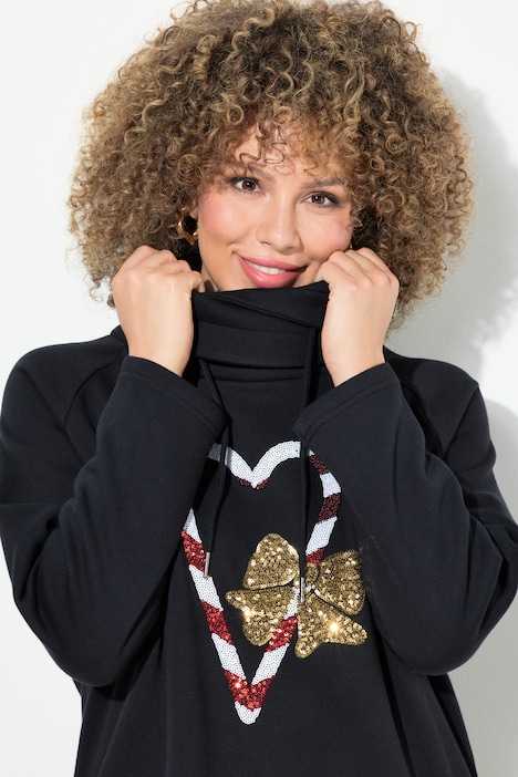 Sweatshirt, Zuckerstangen, Stehkragen, Langarm