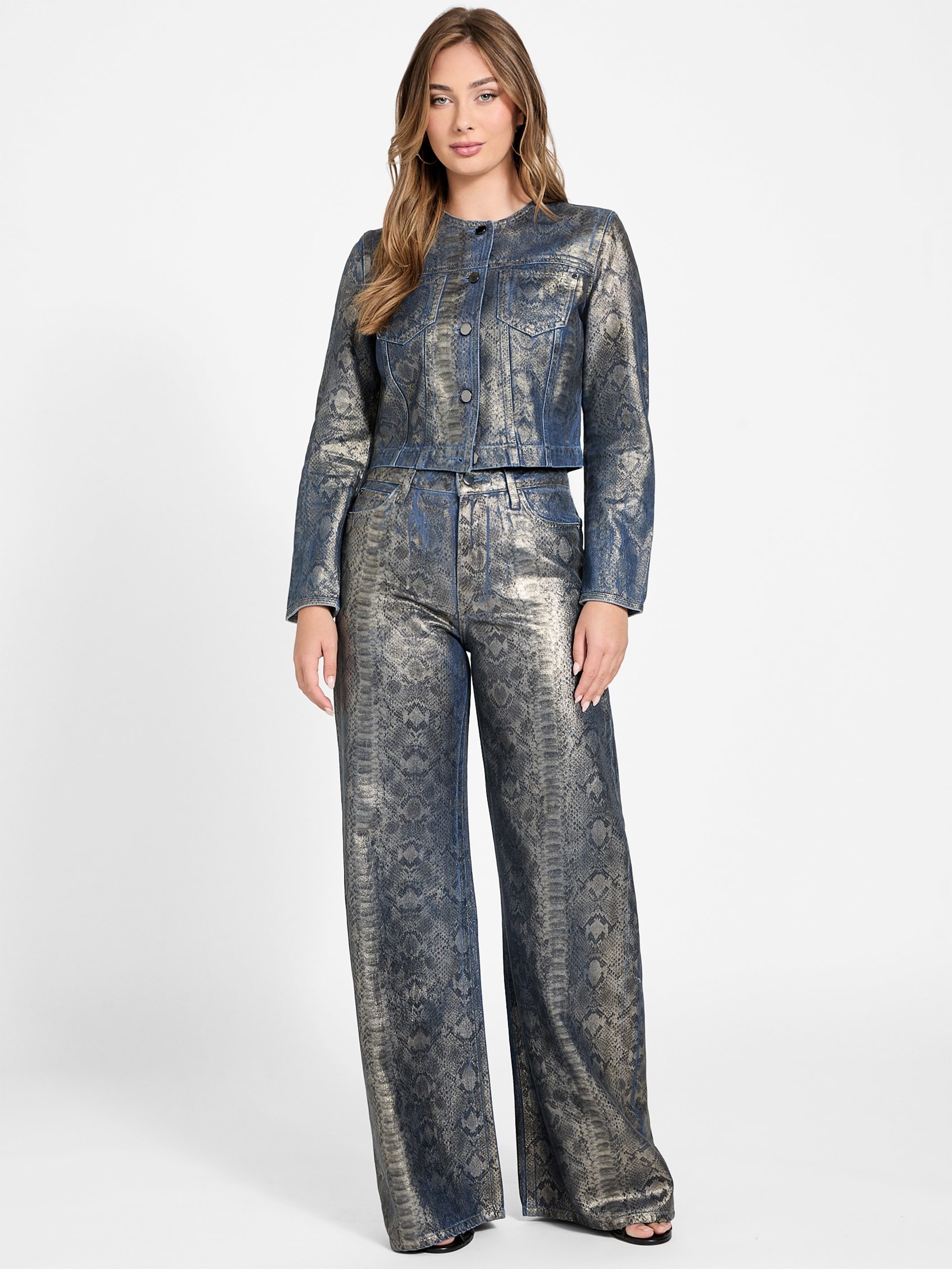 Calça jeans Bellflower com estampa de pele de cobra