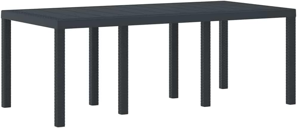vidaXL Gartentisch Anthrazit 200 x 100 x 73 cm Poly-Rattan, Moderner Gartentisch, rechteckig, strapazierfähige Poly-Rattan-Esszimmermöbel für den Außenbereich, wetterfester Tisch