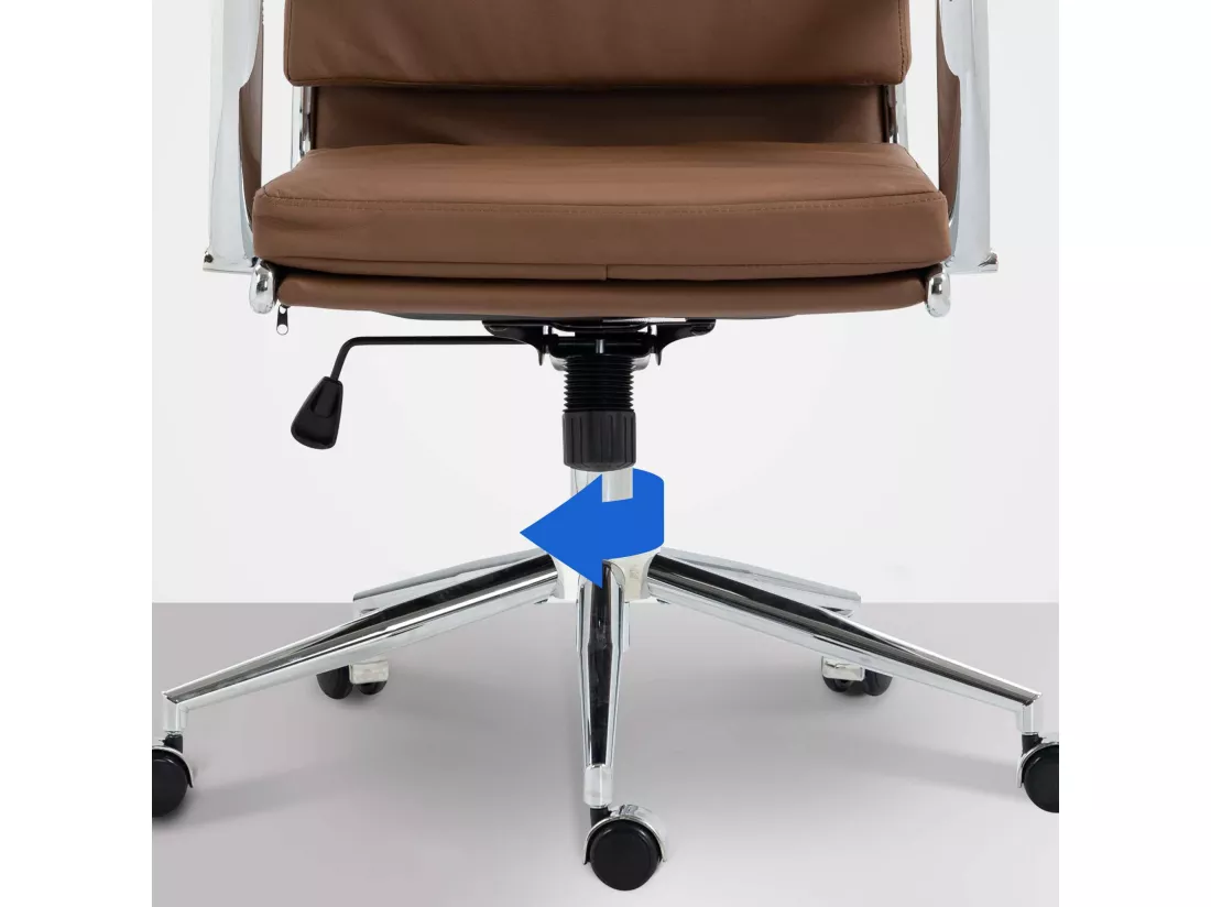 Chaise de bureau - Similicuir & Métal chromé - Marron clair - Cleveland