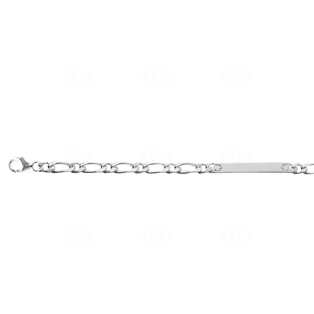 Gravurarmband Figaro 1+1 925 Silber rhodiniert 4.4mm