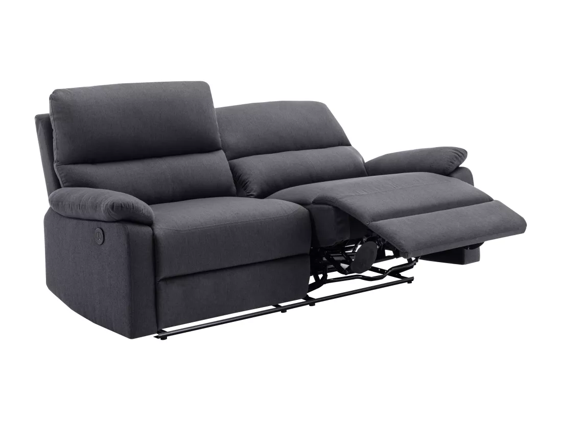 Canapé 3 places relax électrique en tissu gris anthracite LUNANO
