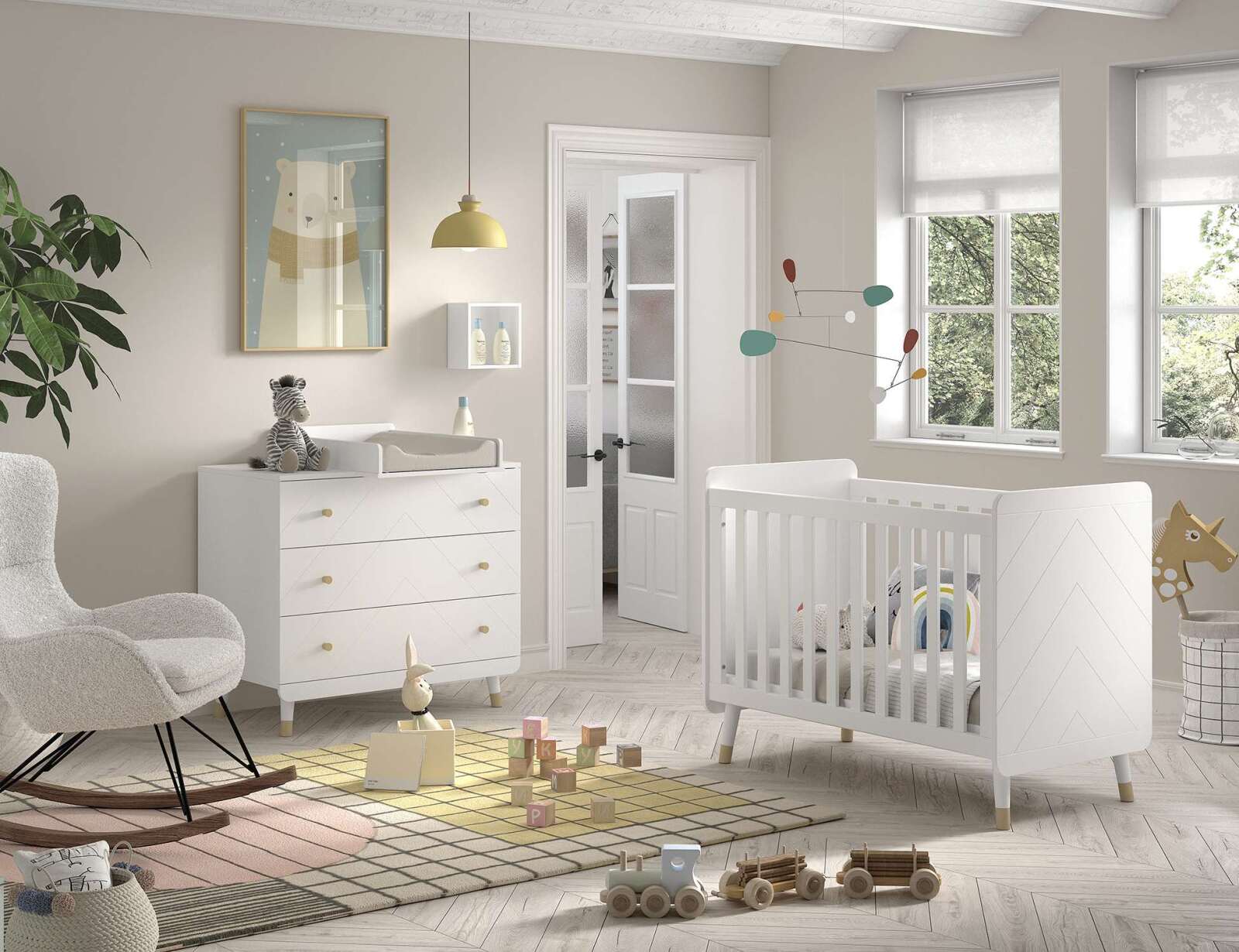 3-teiliges Babyzimmer-Set BILLY - weiß satin