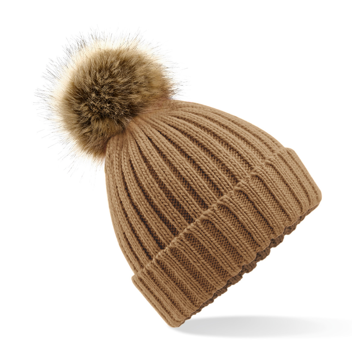 Beechfield B412 - BONNET EPAIS AVEC POMPON EN FAUSSE FOURRURE
