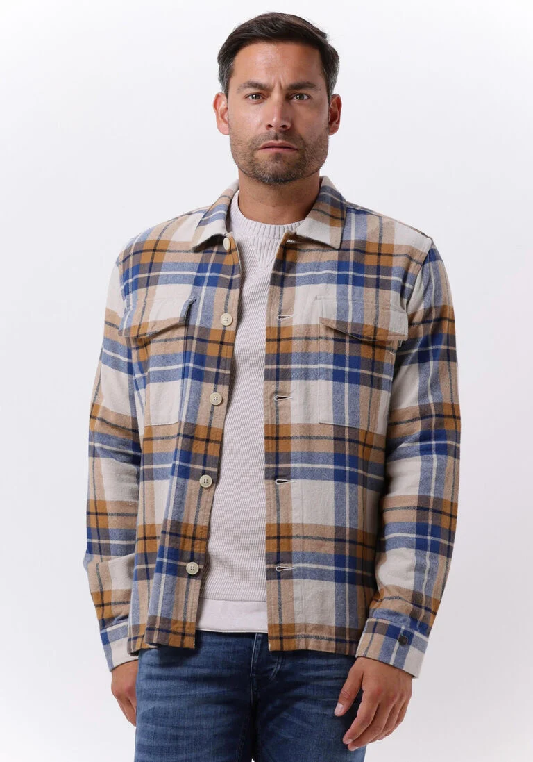 CAST IRON camel cast iron overshirt long sleeve shirt big yarn dyed check regular fit
