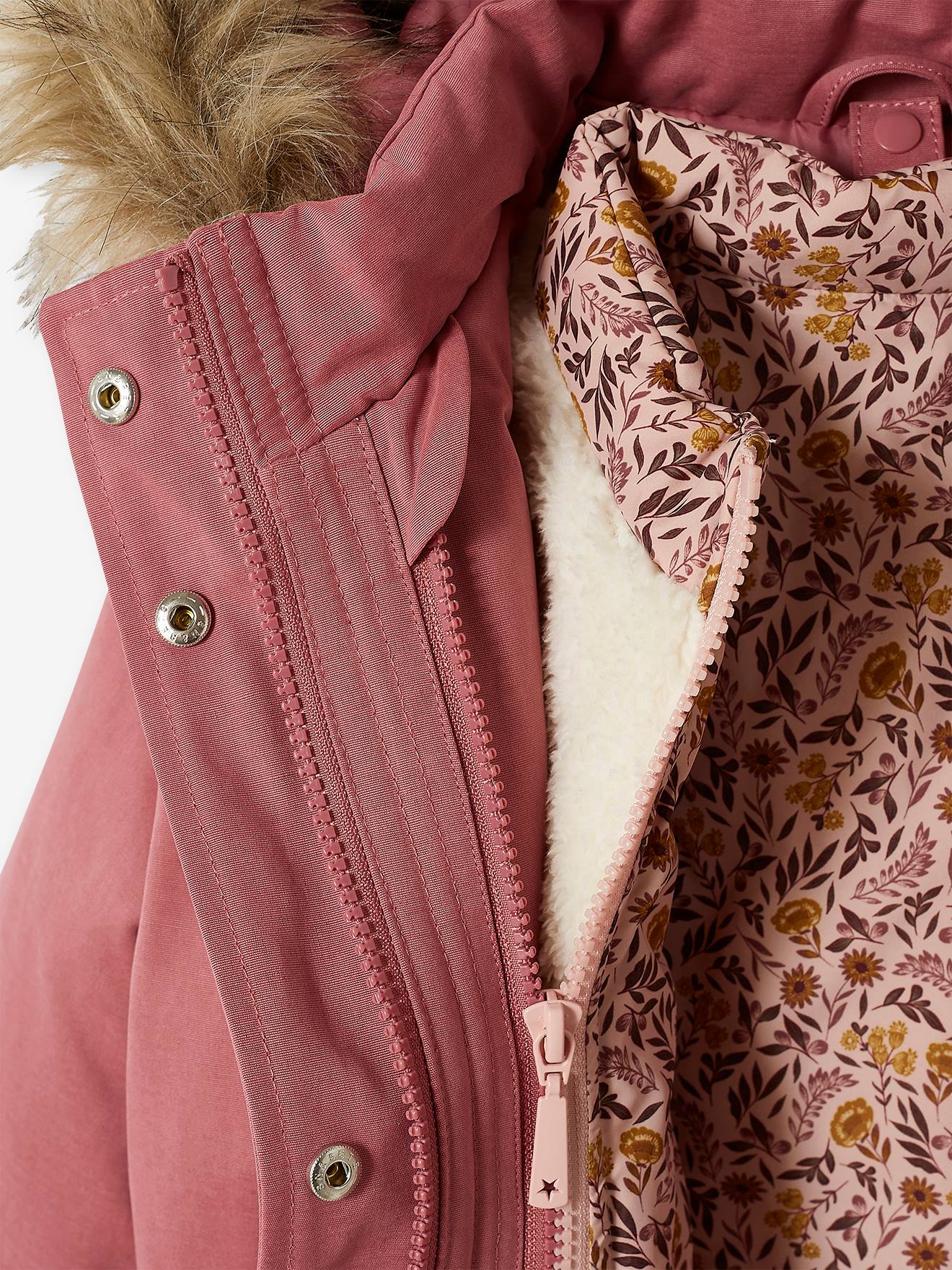 Parka com capuz 3 em 1, verde-escura lisa para meninas