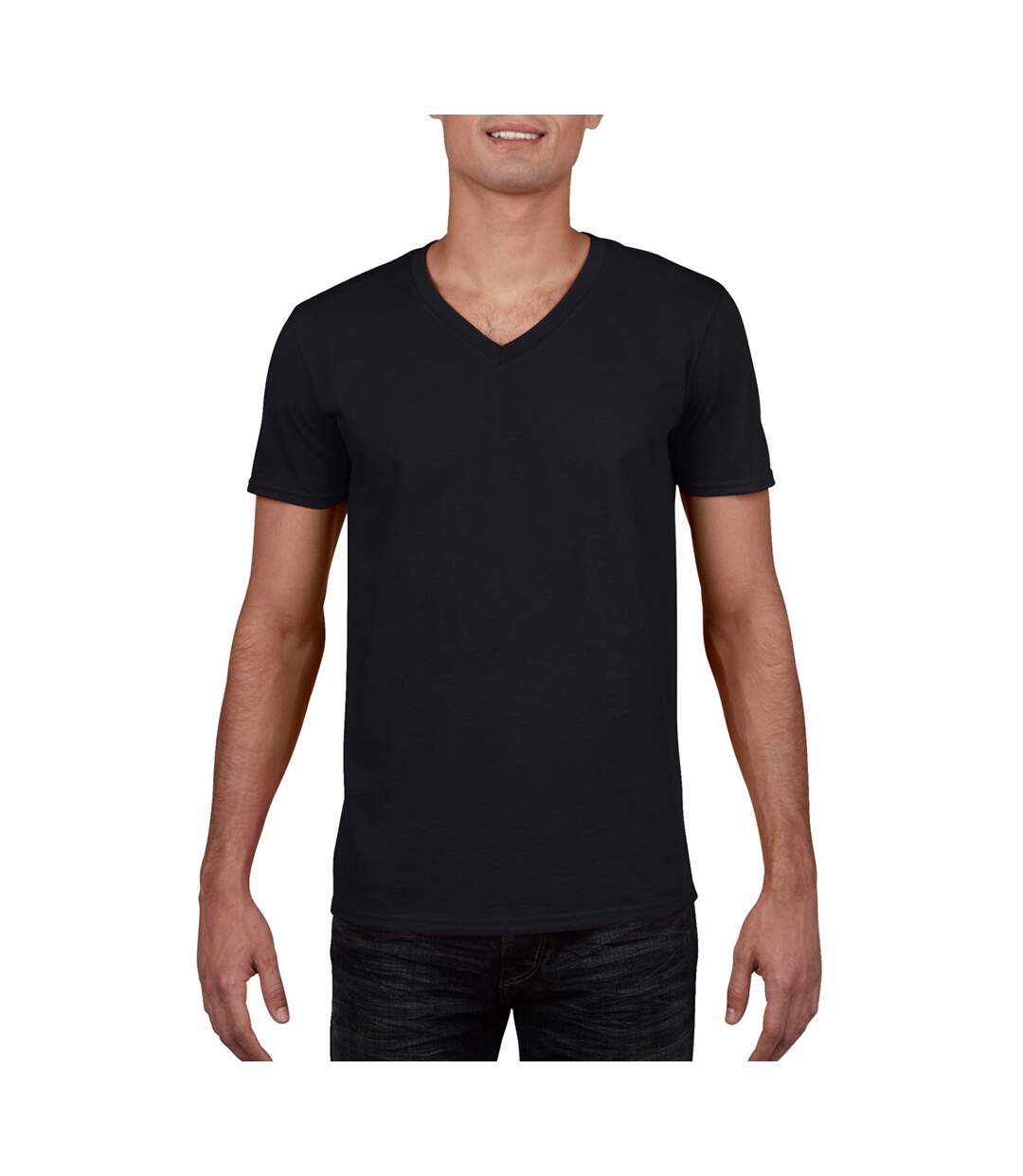Gildan - T-shirt à manches courtes et col en V - Homme (Noir) - UTBC490