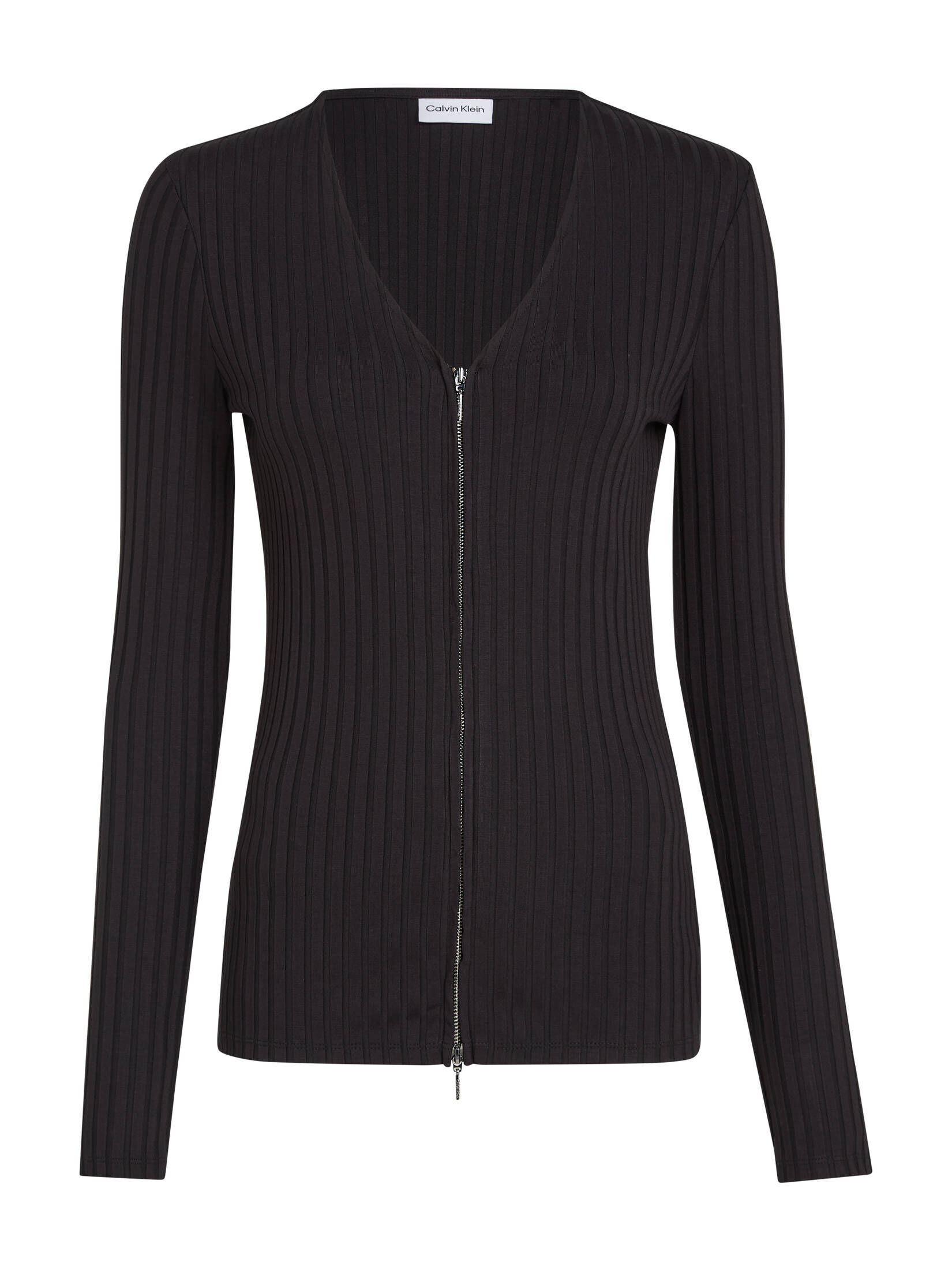 CALVIN KLEIN| Damen Strrickjacke RIB ZIP CARDIGAN