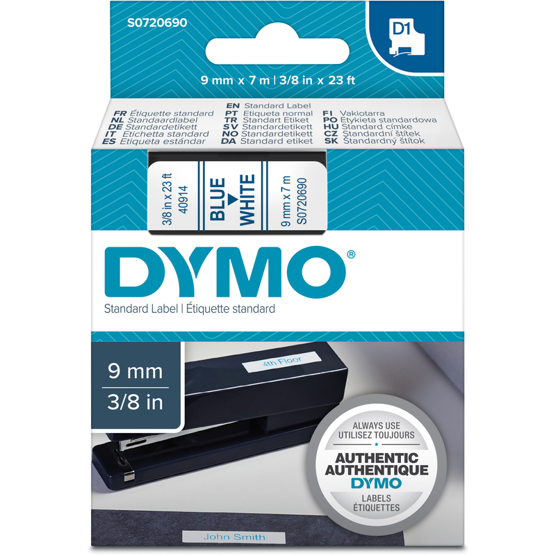 Dymo Band D1, S0720690, 9 mm, blau auf weiss