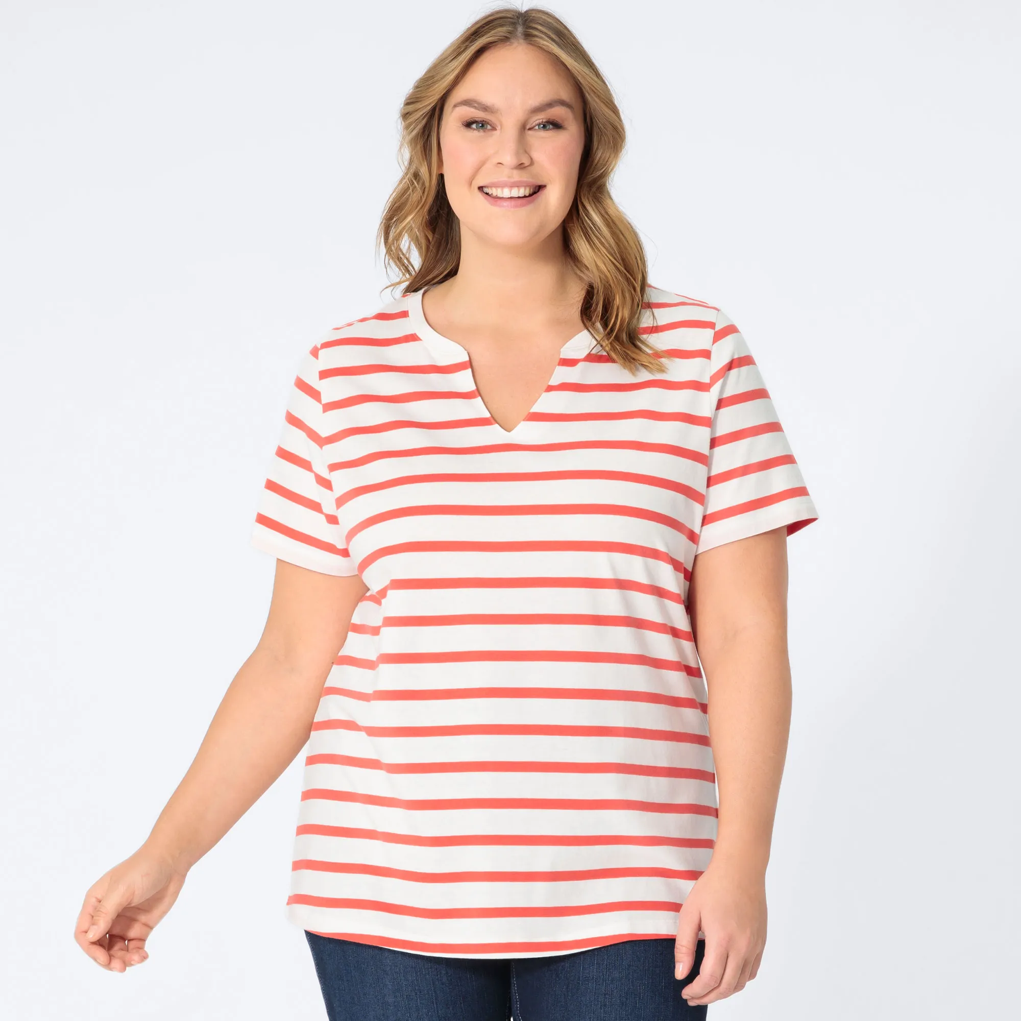 Damen-T-Shirt mit Streifenmuster, große Größen