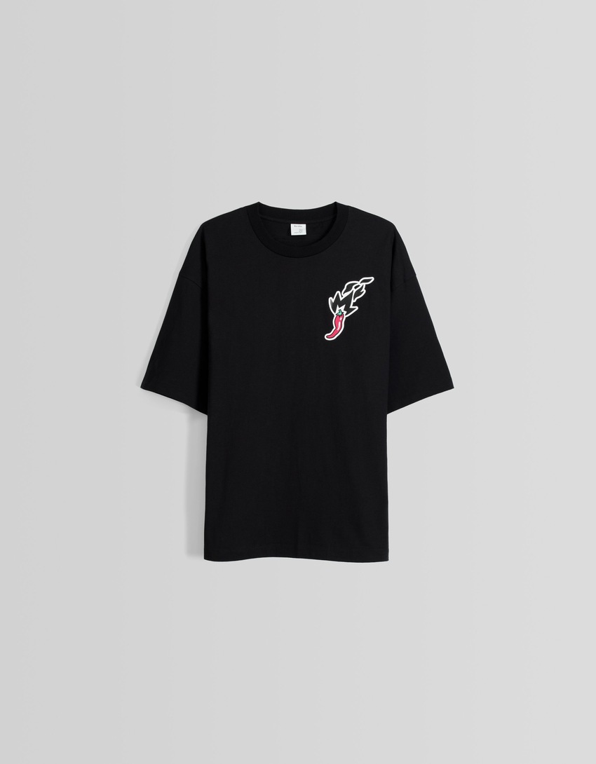 Camiseta de manga curta extra larga com estampa