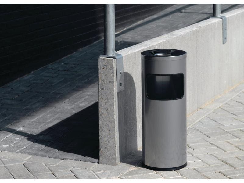 DURABLE Abfalleimer mit Ascher 19 l, Silber Aus Edelstahl gefertigt, mit integriertem Ascher