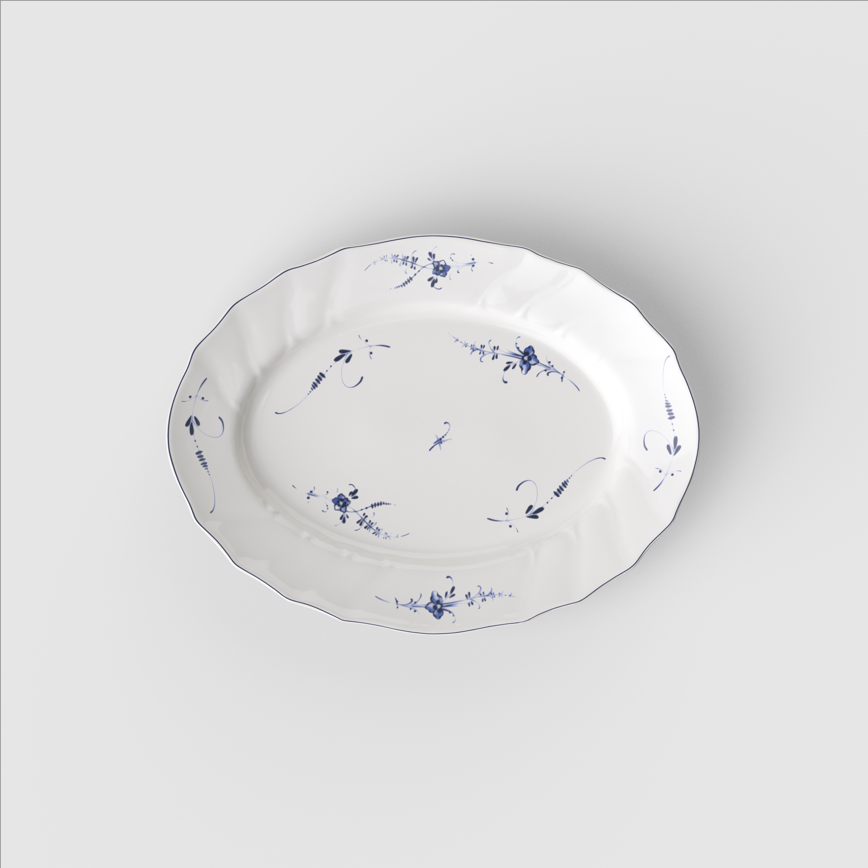 Vieux Luxembourg Serving tray White, 13.9'' x 10.4'', Premium Porcelain