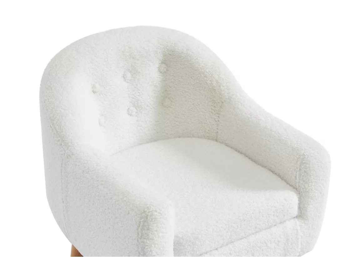 Fauteuil pour enfant en tissu bouclette blanc CASORLA