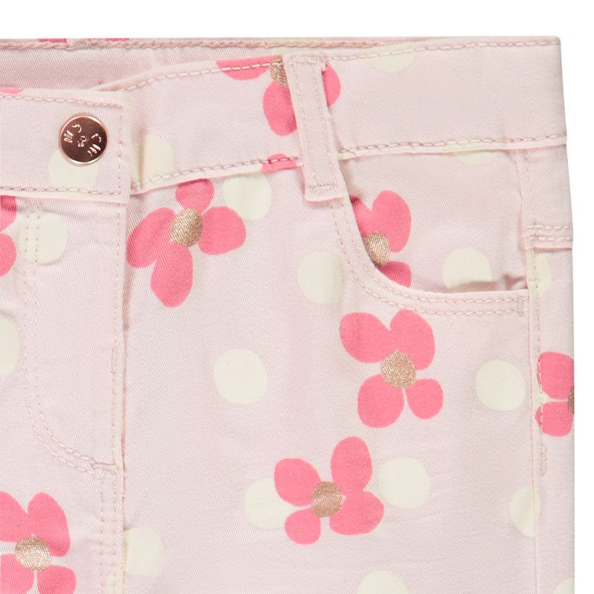 Pantalon slim en twill imprimé fantaisie pour bébé fille - Rose
