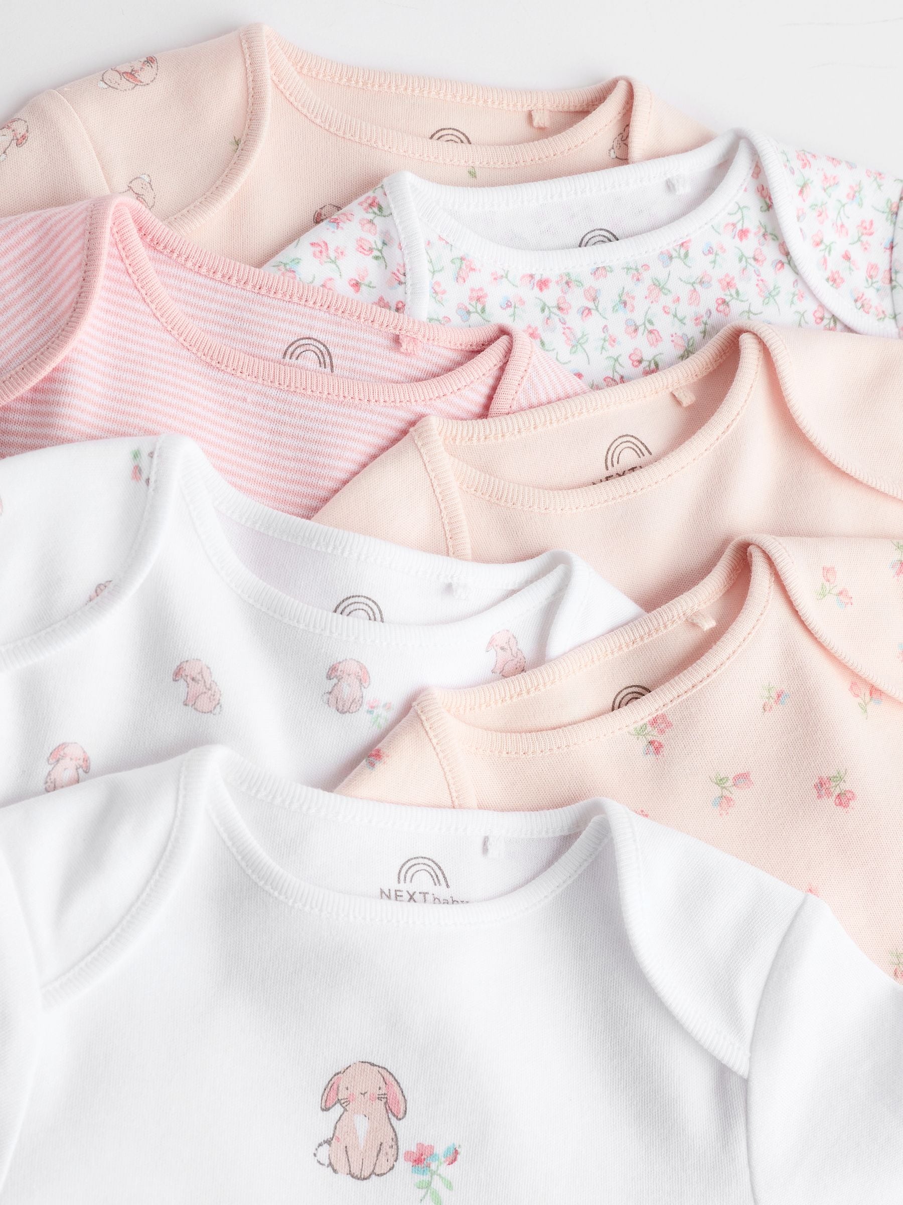 Roze met konijnen - Babyrompertjes met lange mouwen