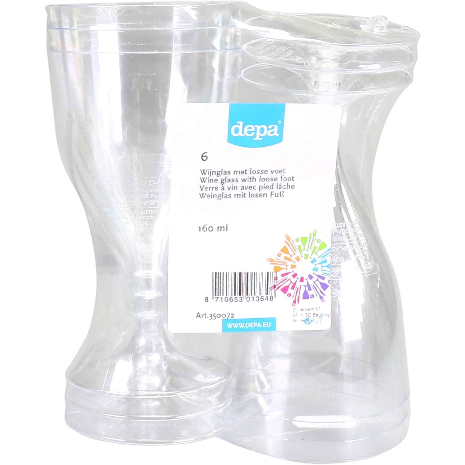 Depa Glas, wijnglas, met losse voet, pS, 160ml, transparant