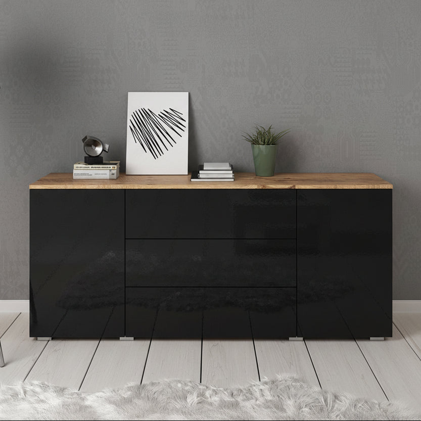 Pure - Dressoir - Zwart/eiken - 150x39x68 cm