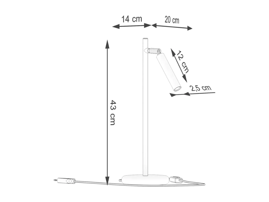 Lampe de bureau Pastelo moderne en acier - 1 sources lumineuses - L.14 x H.43 cm - noir