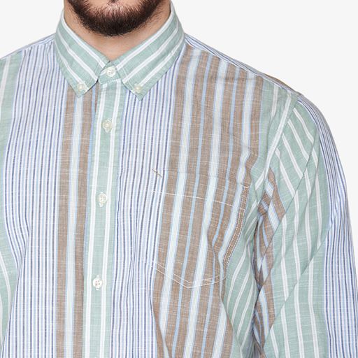 Signal Boone Stripe Skjorte, Worn Green, XXL