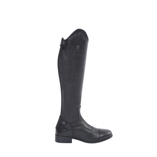 Botas de adestramento infantis unissex de cano alto em couro, pretas.