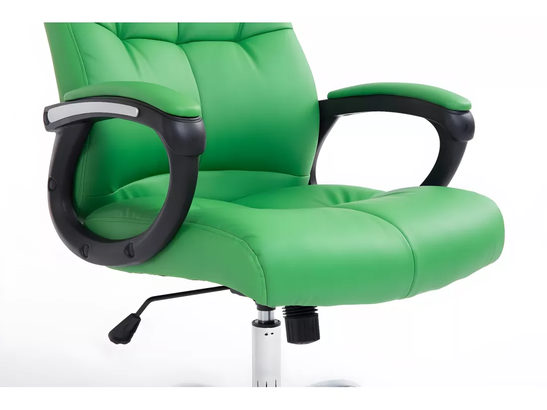 Chaise de bureau - Similicuir & Métal chromé - Vert - Poseidon