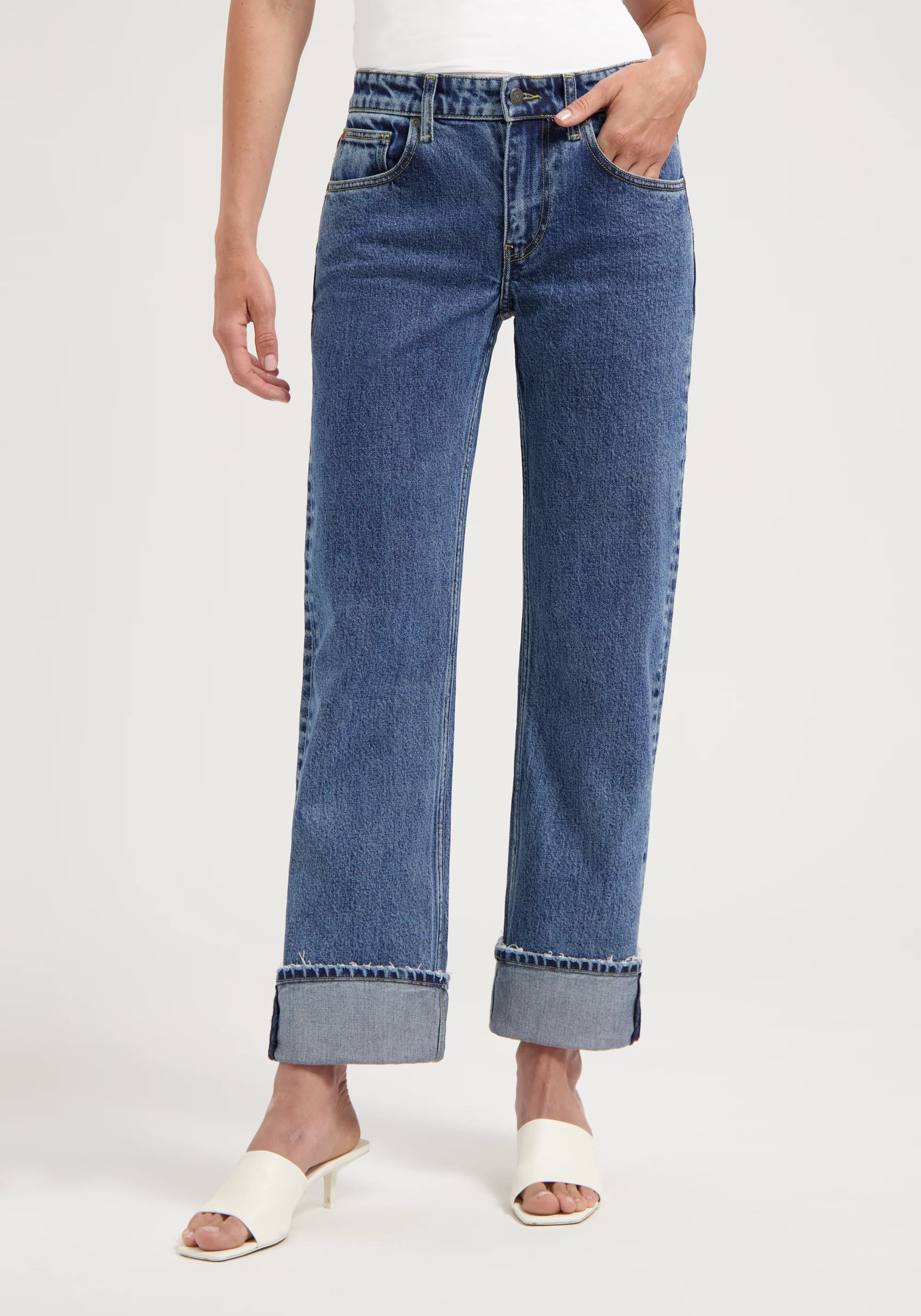 Mud Jeans Damenjeans Carry Mid Straight Stone Vintage