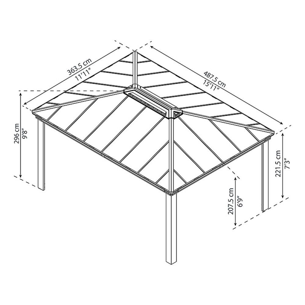PAVILJONG CANOPIA DALLAS HARDTOP 4900 3,6X5M GRÅ