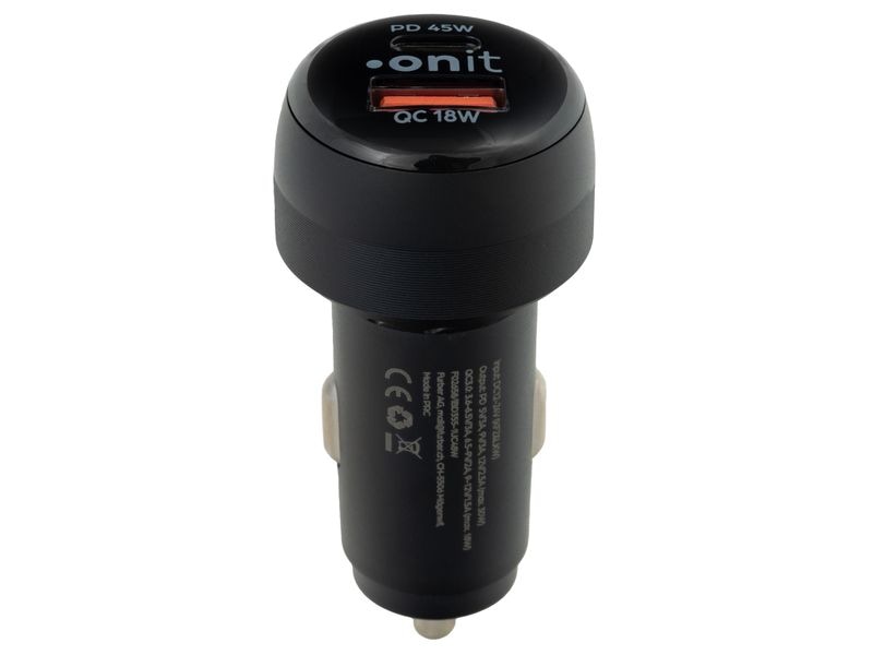 onit Autoladegerät Dual 63 W PD Kfz-Ladeadapter mit einem USB-C- und einem USB-A-Port