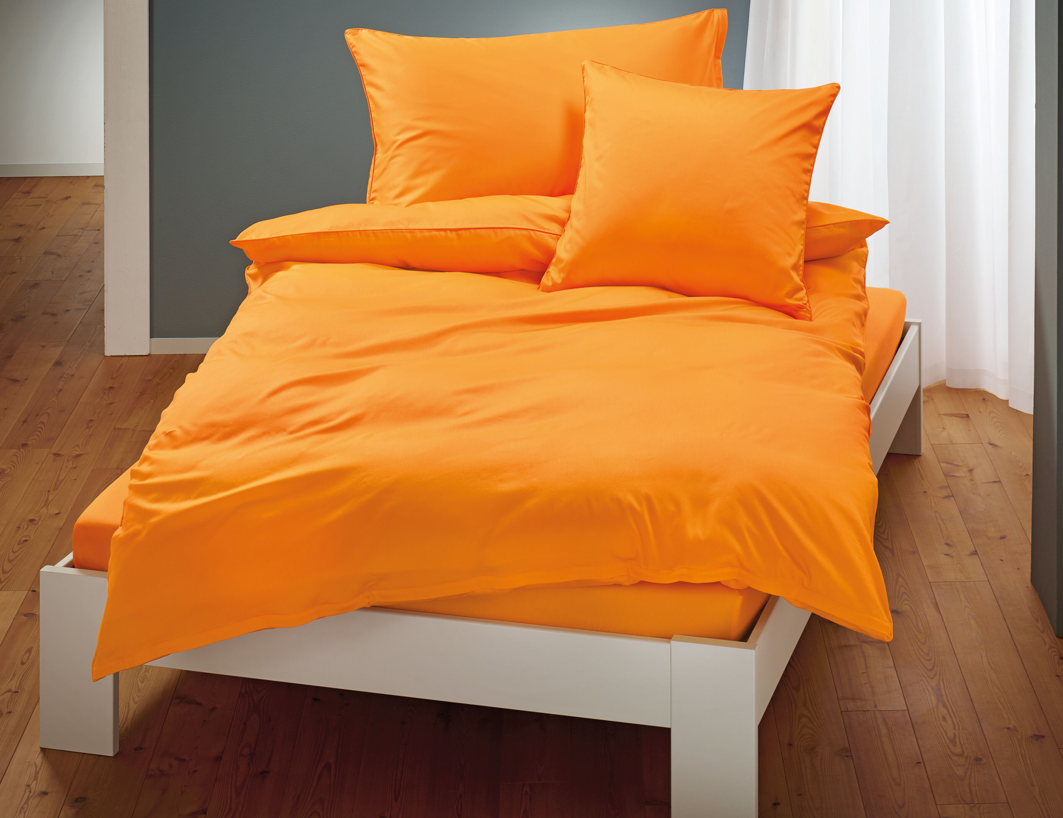 Uni Satin Bettwäsche mit Biese