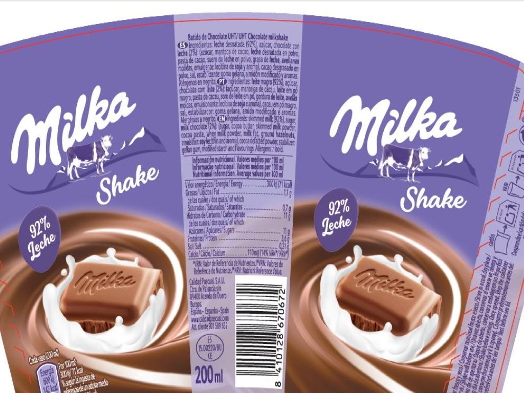 LEITE MILKA COM CHOCOLATE COPO 200ML