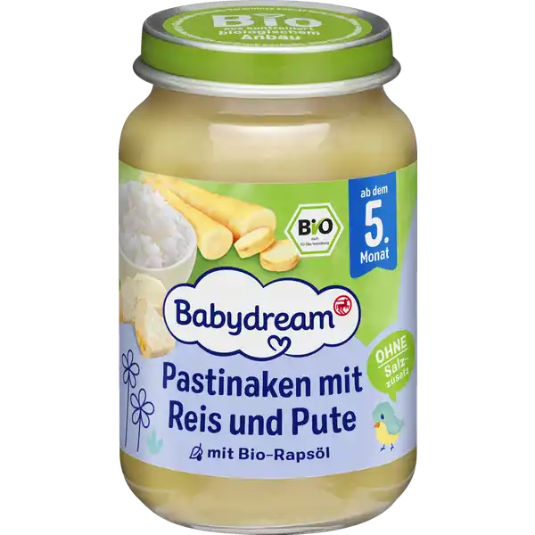 Bio Pastinaken mit Reis und Pute mit Bio-Rapsöl, 190g