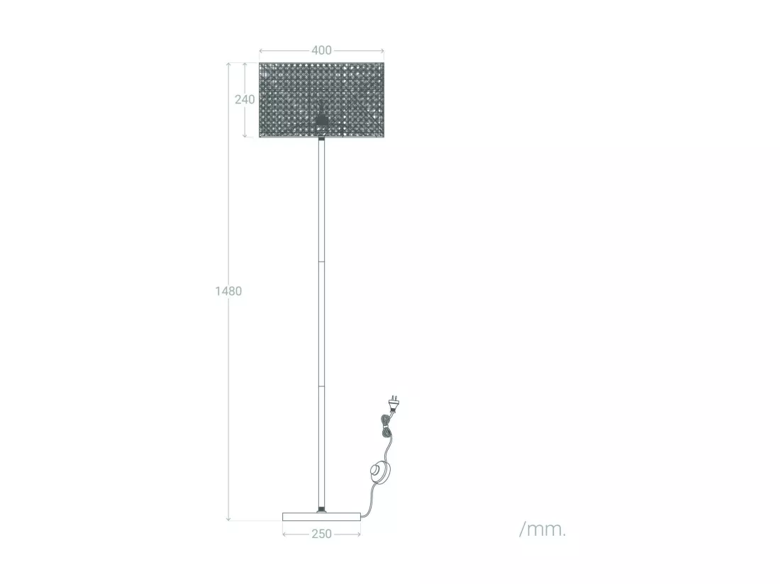 Lampadaire Rotin et Métal Baracoa Blanc