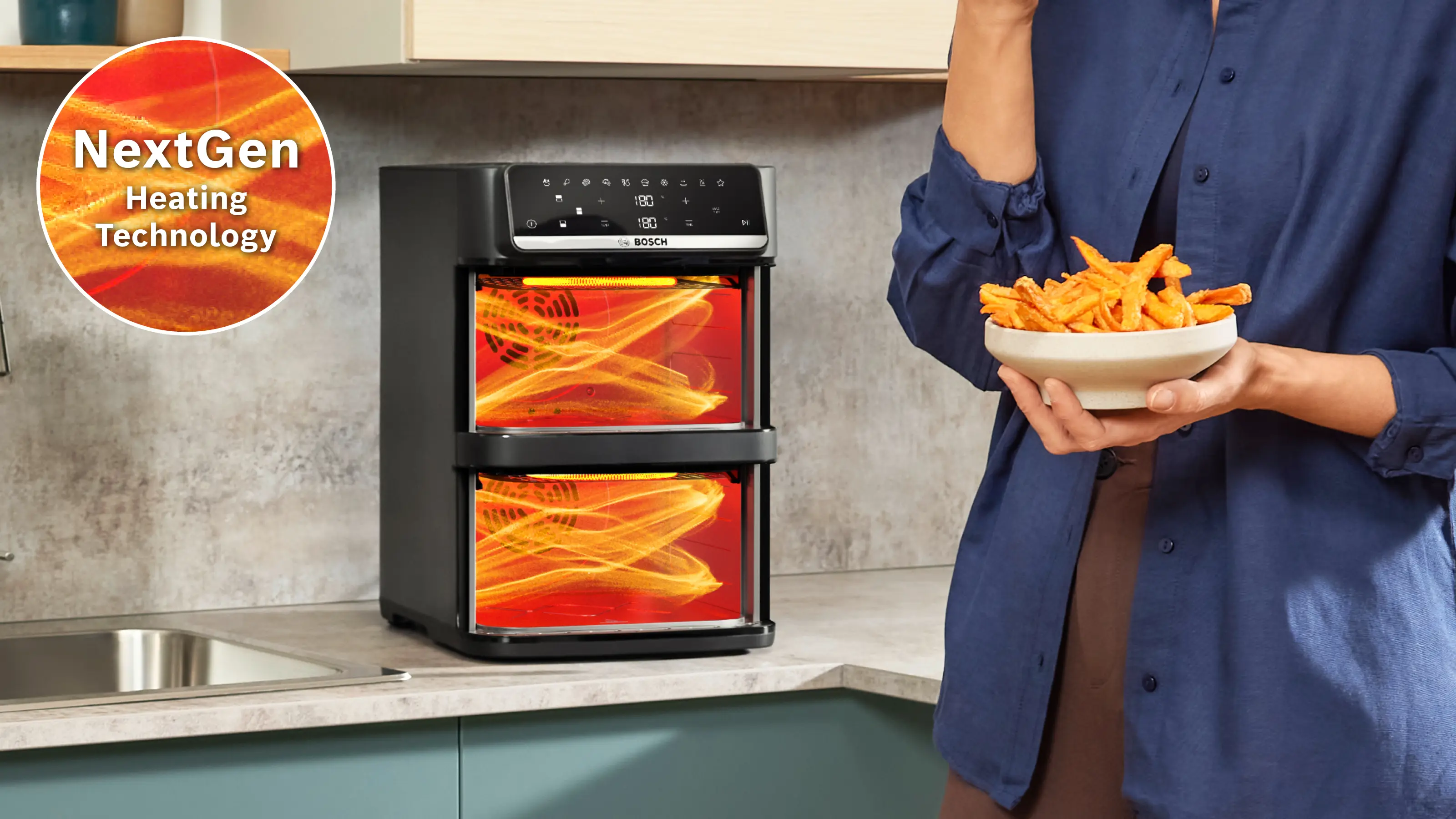 Serie 6 Double Stack Drawer Air Fryer Zwart