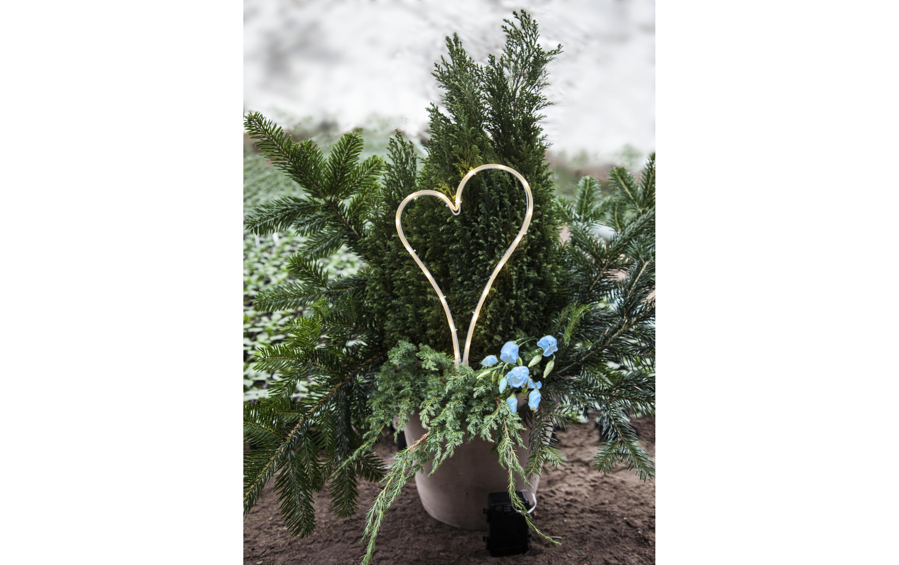 Gartenlicht Herz, WeissGrablicht Herz