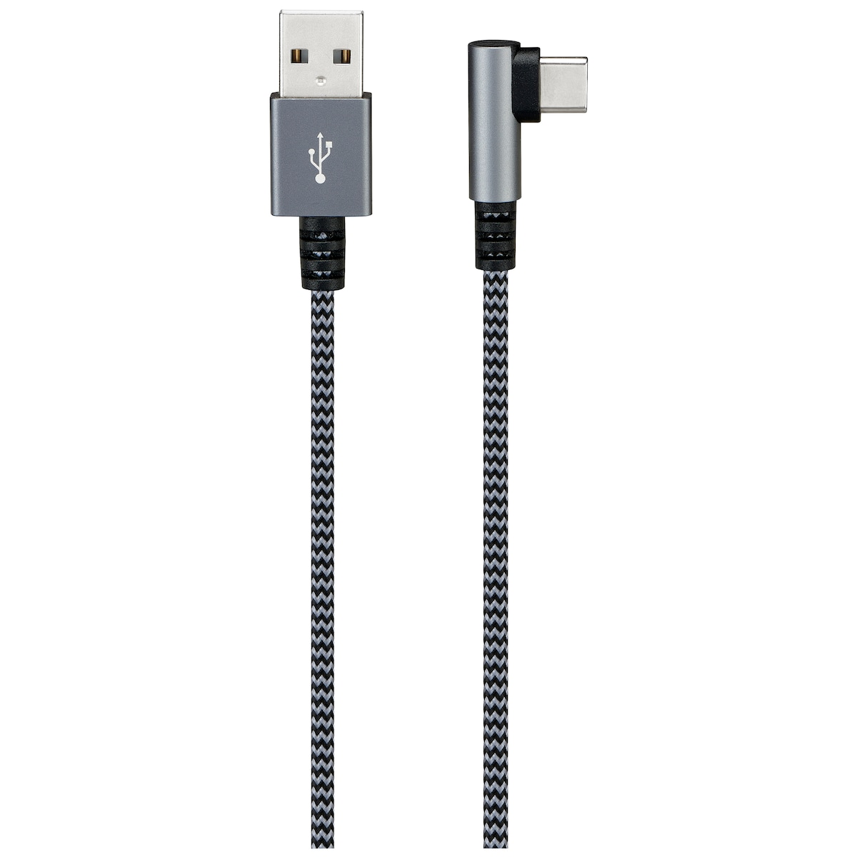 Sandstrøm flettet USB A til USB-C kabel (grå/sort)