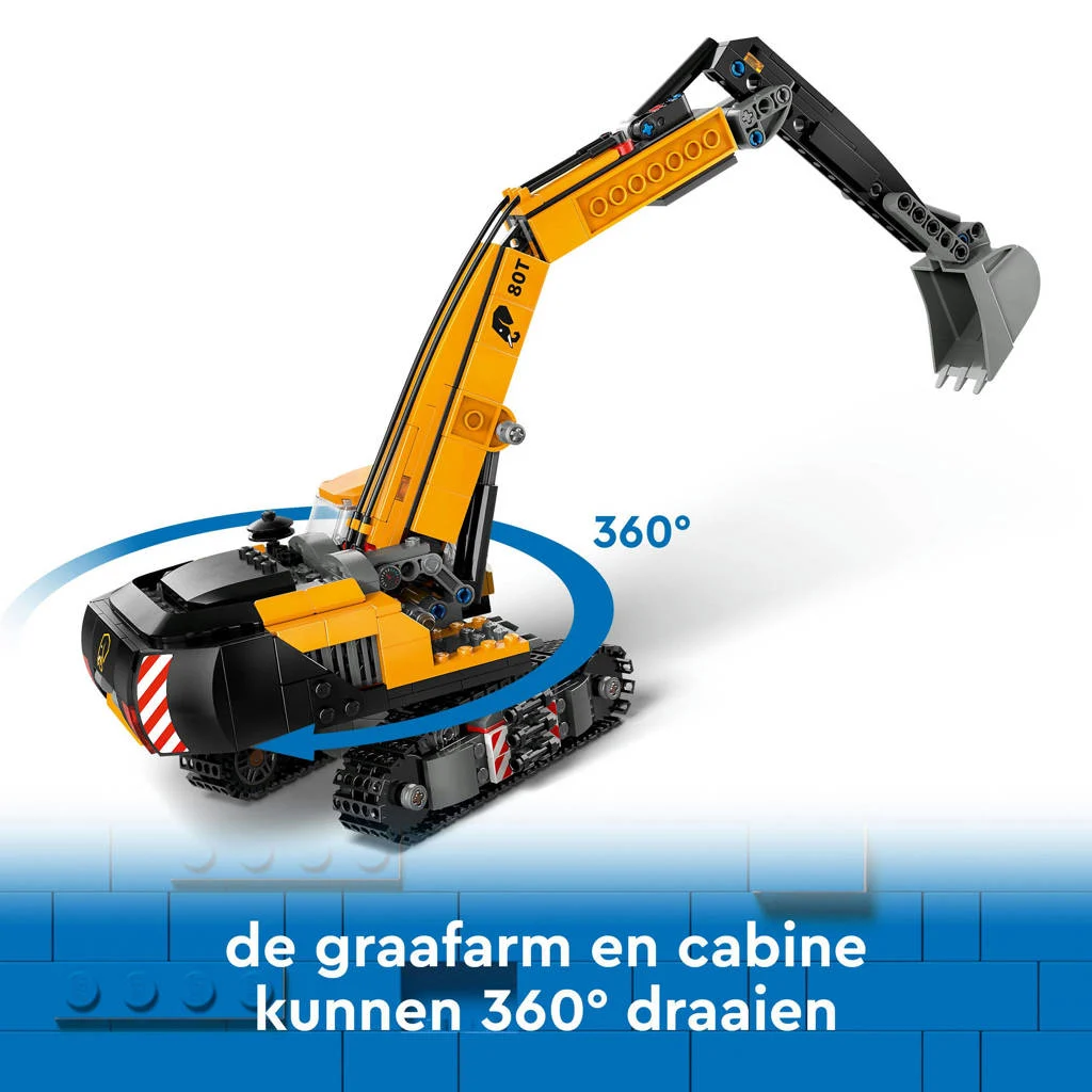 Must have voor de bouw liefhebberGele graafmachine Voertuig Speelgoed voor Kinderen 60420