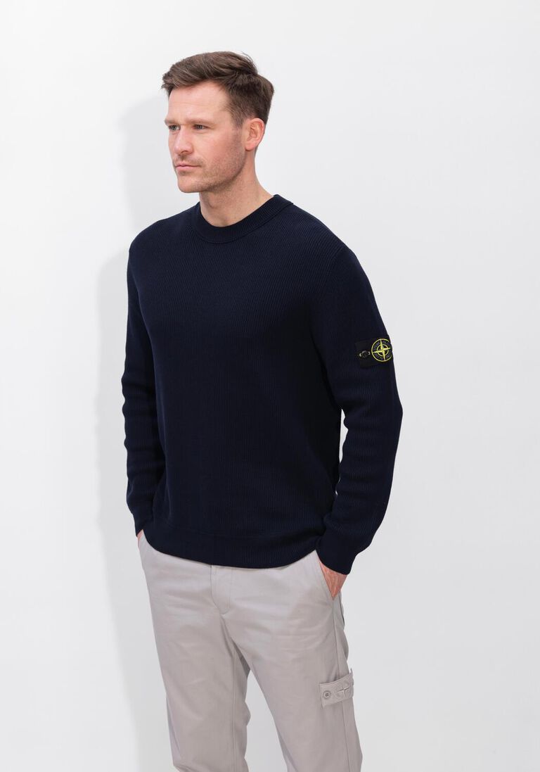 donkerblauwe stone island trui crew neck s00d8