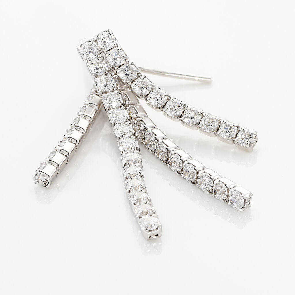 Boucles D'oreilles Pendantes Louann Argent Blanc Oxyde De Zirconium
