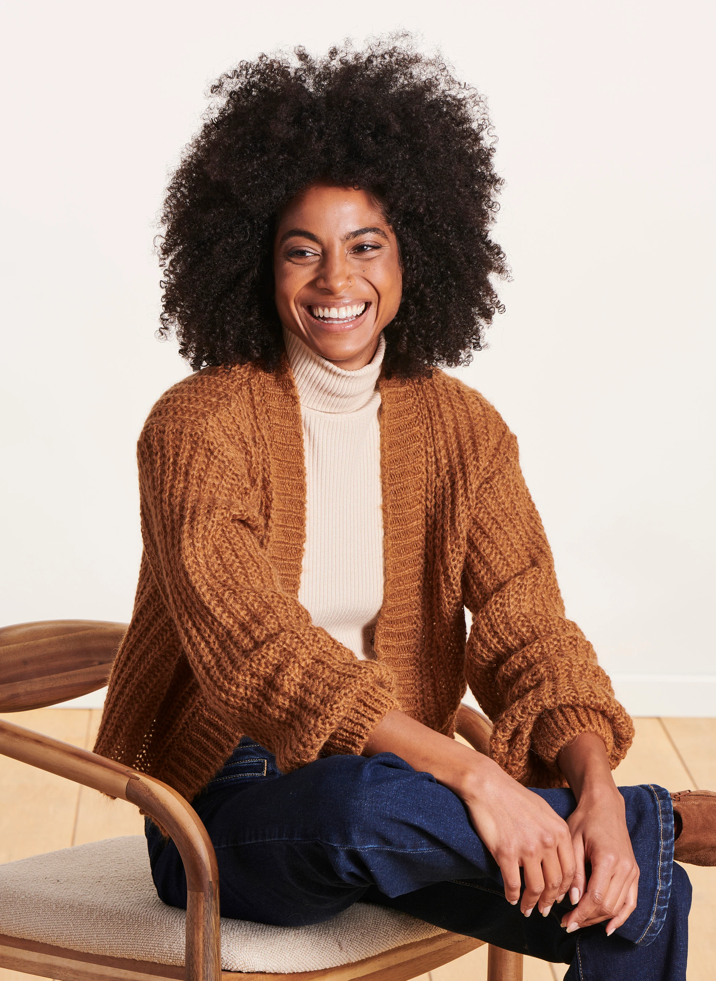 Gilet ample en maille tricotée | Marron