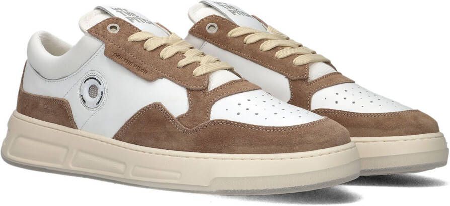 Off The Pitch Witte leren sneaker met suède overlays