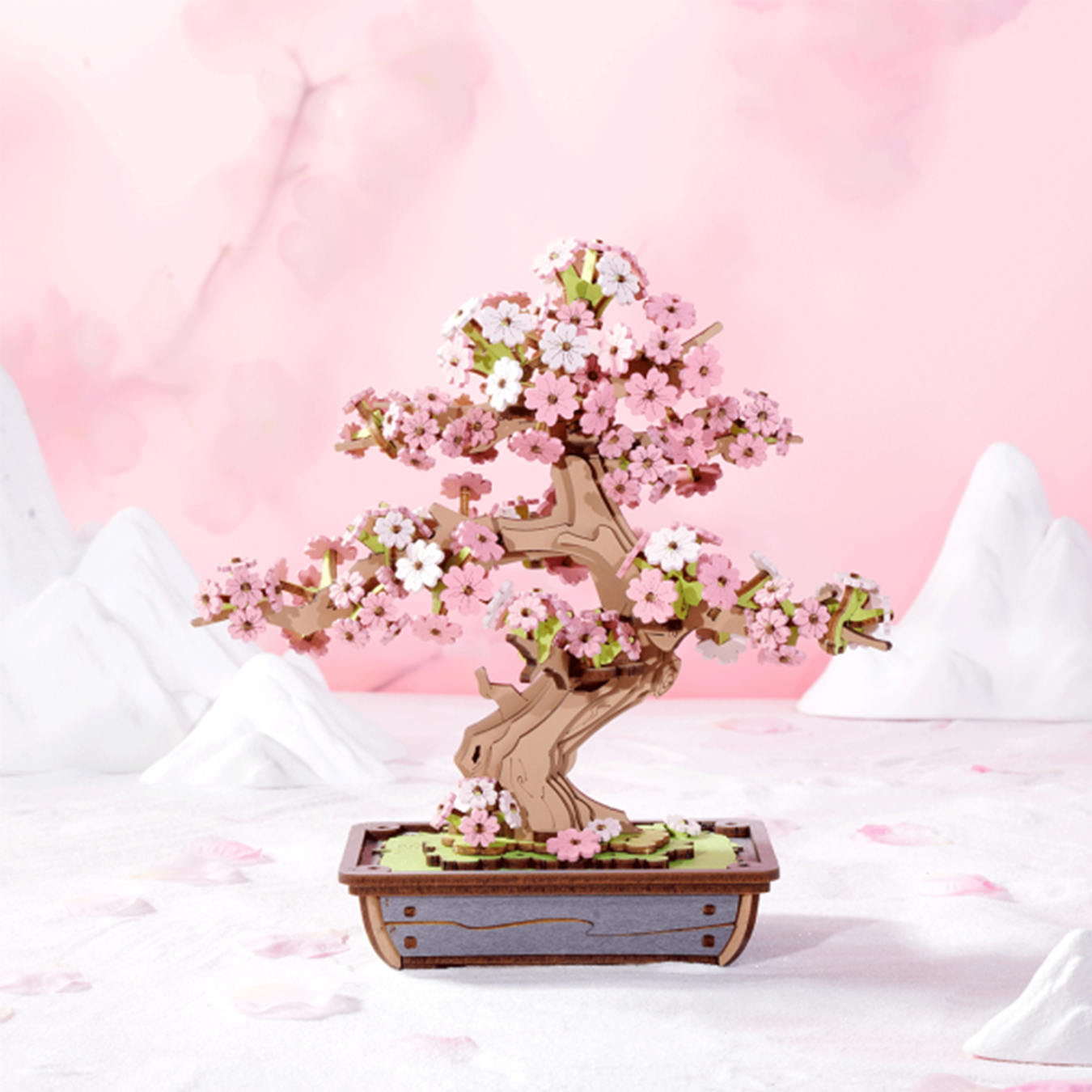 (263-tlg. Set) Rolife 3D Holz Puzzle DIY Modell Bausatz Home Deko Pflanze für Erwachsene (TG415) - Sakura Bonsai