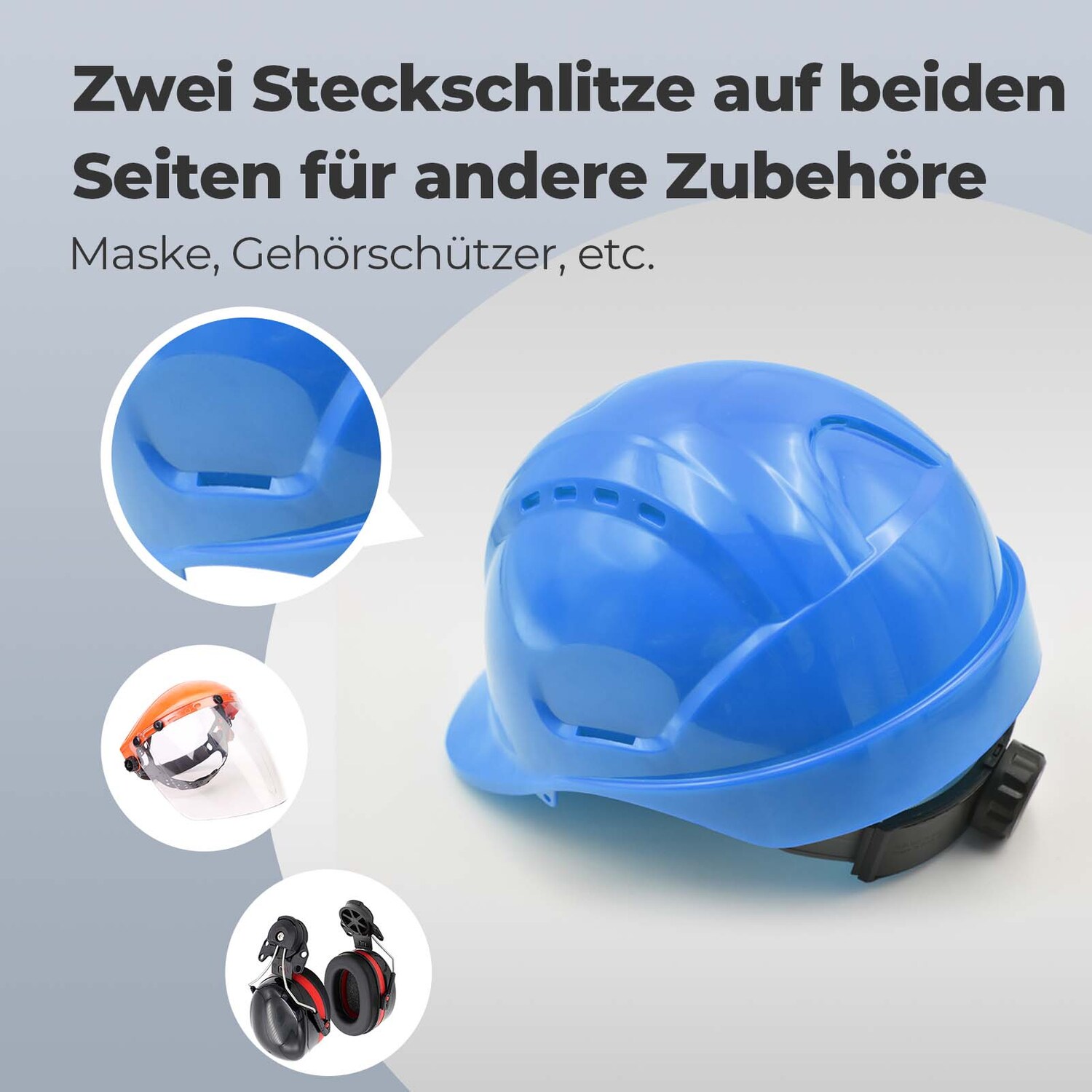 Mustbau 6 Stücke Bauhelm,Schutzhelm,Arbeitshelm,Bauarbeiterhelm,52-66cm Einstell