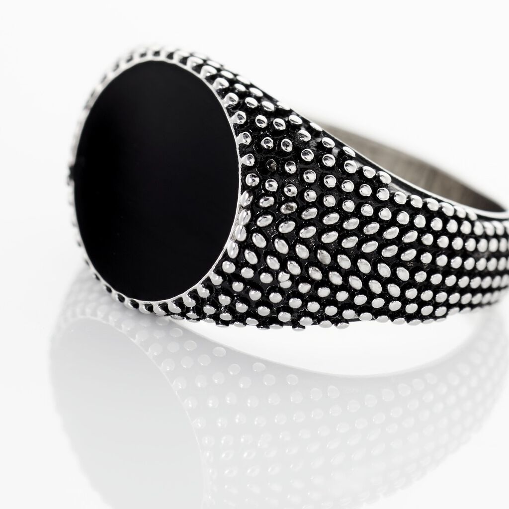 Bague Argent Blanc Tom Email Noir