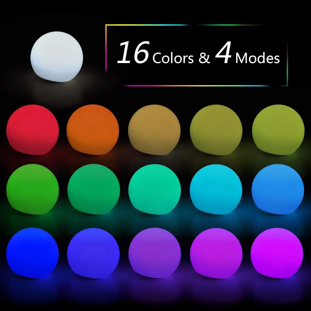 (2er Set) Ø75mm LED Kugel Lampe Home Deko Outdoor Beleuchtung USB Nachtlicht Akku Stimmungsleuchte inkl. 16 Farbmodi   Fernbedienung IP65 - Bunt
