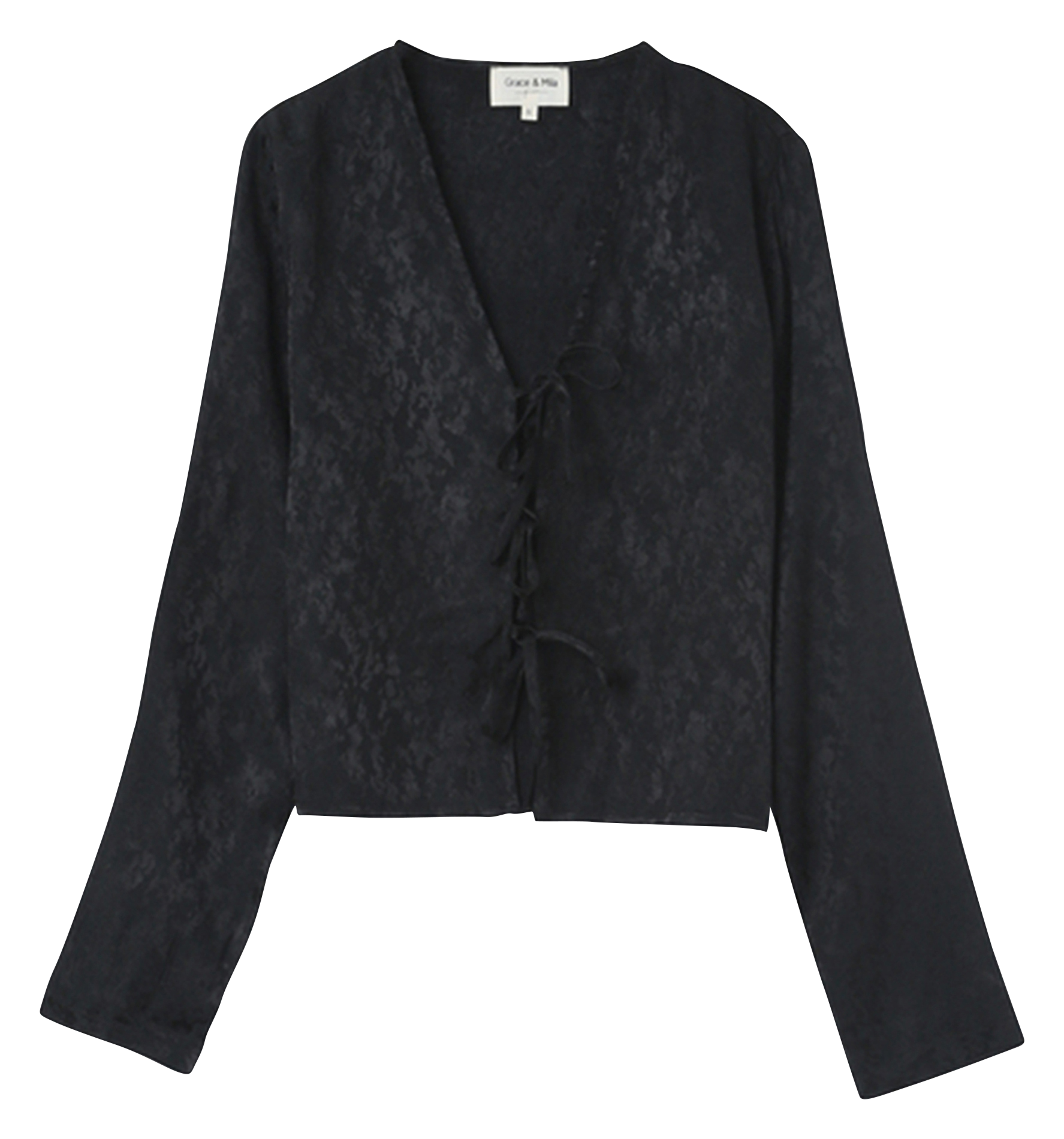 NUCCIA - Top col V jacquard | Noir