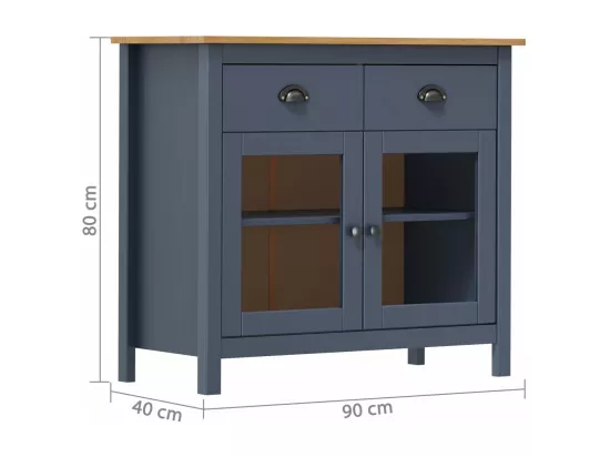 Buffet Hill Gris 90x40x80 cm Bois de pin solide