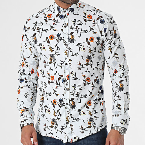 Chemise Manches Longues Bleu Clair Noir